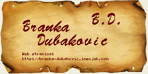 Branka Dubaković vizit kartica